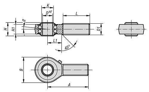 GELENKKOPF DIN ISO 12240-4 MIT KUGELLAGERUNG M20X1,5X47 LINKSGEWINDE, D=20, STAHL VERZINKT-1