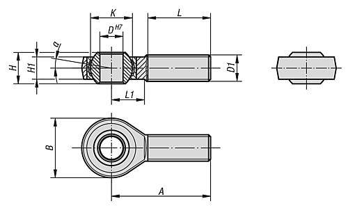 GELENKKOPF DIN ISO 12240-4 MIT GLEITLAGERUNG M05X20 RECHTSGEWINDE, D=5, AUTOM.STAHL VERZINKT-1