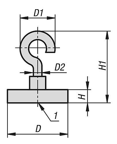 MAGNET FLACHGREIFER NDFEB, RUND, KOMP:STAHL, D=10-1