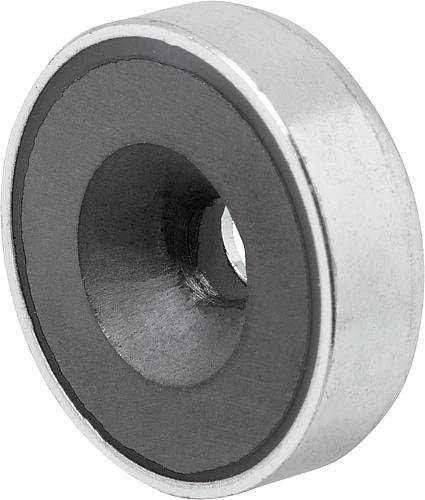 MAGNET FLACHGREIFER, RUND, HARTFERRIT, KOMP:STAHL, D=16±0,15, D1=3,5 ±0,2, H=4,5-0