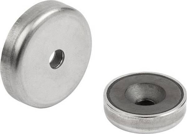 MAGNET FLACHGREIFER, RUND, HARTFERRIT, KOMP:EDELSTAHL, D=25±0,15, D1=5,5, H=7