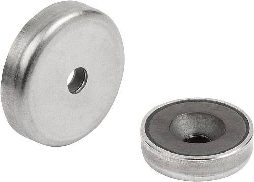 MAGNET FLACHGREIFER, RUND, HARTFERRIT, KOMP:EDELSTAHL, D=40±0,2, D1=5,5, H=8-0