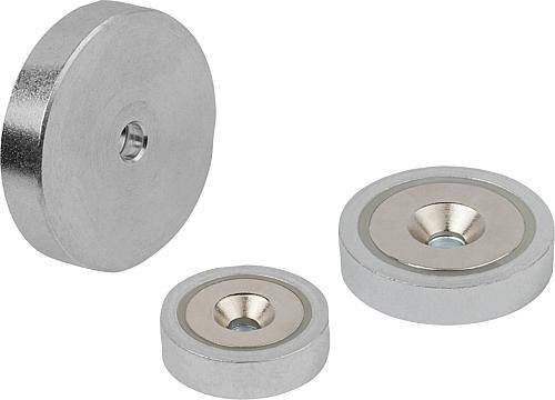 MAGNET FLACHGREIFER, RUND, NDFEB, KOMP:STAHL, D=25, D1=4,5, H=7-0