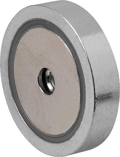 MAGNET FLACHGREIFER D1=M05 H=7 NDFEB, RUND, KOMP:STAHL, D=32, UN2807, GEFAHRGUTKLASSE 9-0