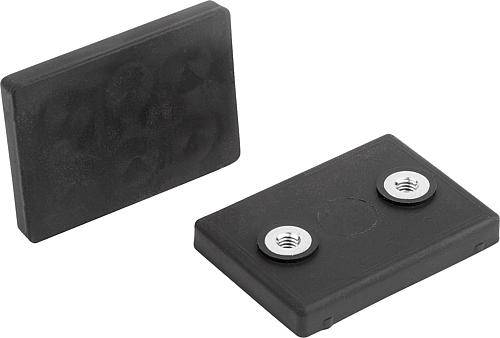 MAGNET FLACHGREIFER, RECHTECKIG, FORM:B 43X31X6,9, D1=10, NDFEB, KOMP:GUMMI SCHWARZ-0