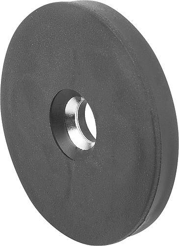 MAGNET FLACHGREIFER H=6 NDFEB, RUND, KOMP:GUMMI, SCHWARZ, D2=6, D=31, UN2807, GEFAHRGUTKLASSE 9-0