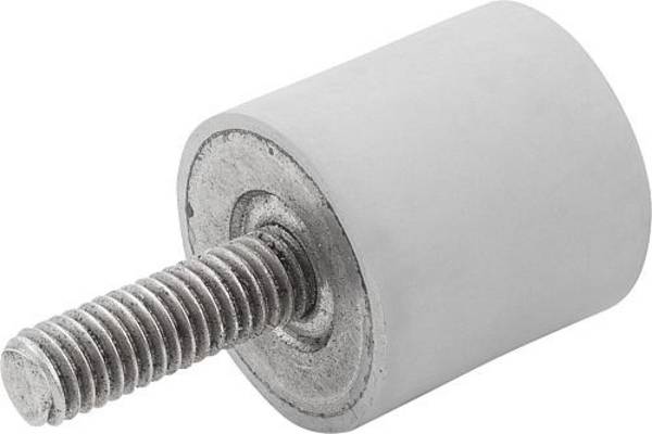 GUMMIPUFFER TYP D AUSSENGEWINDE M06X18, D=25, H=20, EDELSTAHL 1.4401, KOMP:ELAST. NATURKAUTSCHUK SHORE 55A,