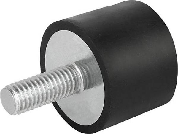GUMMIPUFFER TYP DS SAUGFUß AUSSENGEWINDE M16X42, D=100, H=50 STAHL, KOMP:ELAST. NATURKAUTSCHUK SHORE