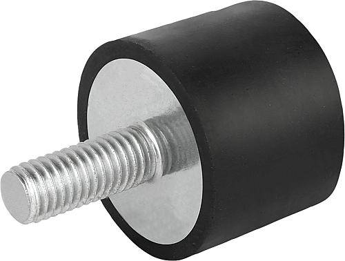 GUMMIPUFFER TYP DS SAUGFUß AUSSENGEWINDE M16X42, D=100, H=50 STAHL, KOMP:ELAST. NATURKAUTSCHUK SHORE-0