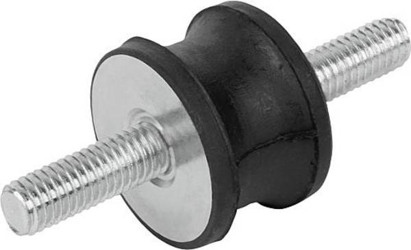 GUMMIPUFFER TYP AT TAILLIERT AUSSENGEWINDE M10X28, D=50, H=30, STAHL, KOMP:ELAST. NATURKAUTSCHUK SHORE