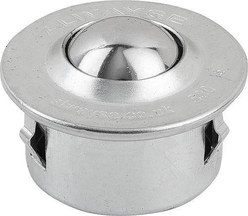 KUGELROLLE MIT BEFESTIGUNGSELEMENT, FORM:C STAHL, KOMP:EDELSTAHL-0