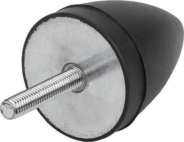 GUMMIPUFFER PARABELFÖRMIG AUSSENGEWINDE M06X18, D=20, H=24, STAHL, KOMP:ELAST. NATURKAUTSCHUK SHORE 55A, SCHWARZ