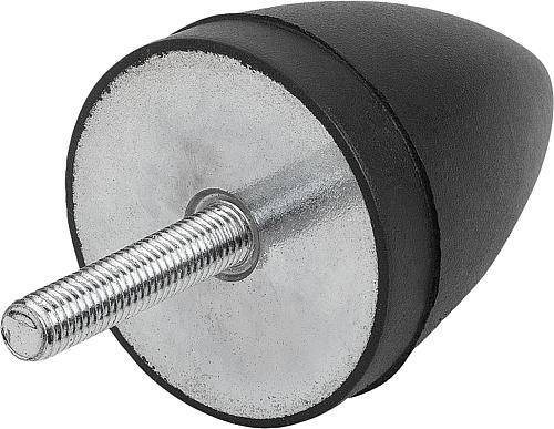 GUMMIPUFFER PARABELFÖRMIG AUSSENGEWINDE M06X18, D=20, H=24, STAHL, KOMP:ELAST. NATURKAUTSCHUK SHORE 55A, SCHWARZ-0