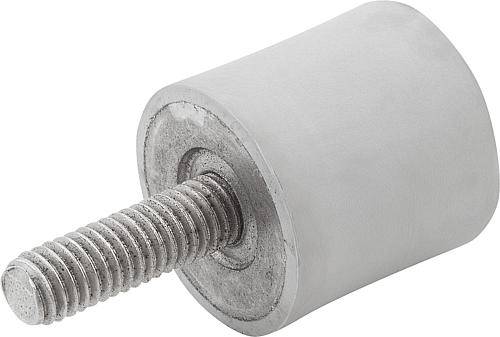 GUMMIPUFFER TYP B INNEN- UND AUSSENGEWINDE, M10 M10X28, D=50, H=50, EDELSTAHL 1.4401, KOMP:ELAST.-0
