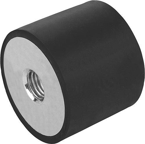 GUMMIPUFFER TYP C INNENGEWINDE M04, D=15, H=15, STAHL, KOMP:ELAST. NATURKAUTSCHUK SHORE 55A, SCHWARZ-0