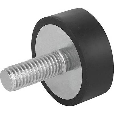 GUMMIPUFFER TYP D AUSSENGEWINDE M06X18, D=20, H=15, STAHL, KOMP:ELAST. NATURKAUTSCHUK Shore 55A-0