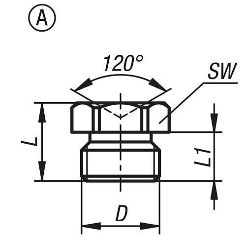 TRICHTERSCHMIERNIPPEL GERADE D=M08X1, FORM:A EDELSTAHL, SECHSKANT-4