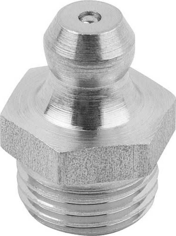 KEGELSCHMIERNIPPEL DIN71412, FORM:A GERADE M. 6-KANT, M06X1, L=16, EDELSTAHL BLANK