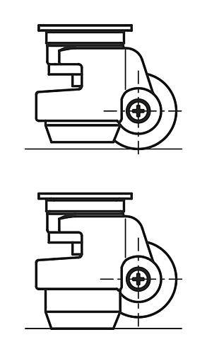 HEBEROLLE MIT FESTSTELLSYSTEM, RÜCKENLOCH, D=45, B=18, H=72, POLYAMID, KOMP:ALUMINIUM-1
