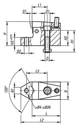 NIEDERZUGSPANNER 72X48, FORM:B STAHL, BN=14-2