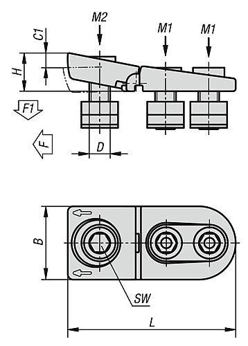 FLACHSPANNER FÜR T-NUT D=M16 STAHL, KOMP:STAHL, BN=18-1