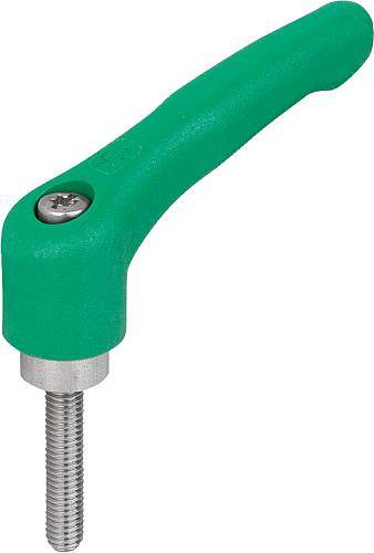 KLEMMHEBEL GR.2 M10X40, HOCHLEISTUNGSTHERMOPLAST GRÜN RAL6032, KOMP:EDELSTAHL BLANK-0