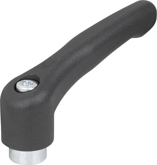 KLEMMHEBEL GR.4, M10, HOCHLEISTUNGSTHERMOPLAST SCHWARZGRAU RAL7021, KOMP:STAHL BLAU-PASSIVIERT