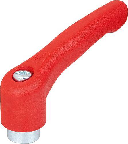 KLEMMHEBEL GR.4, M10, HOCHLEISTUNGSTHERMOPLAST ROT RAL3020, KOMP:STAHL BLAU-PASSIVIERT-0