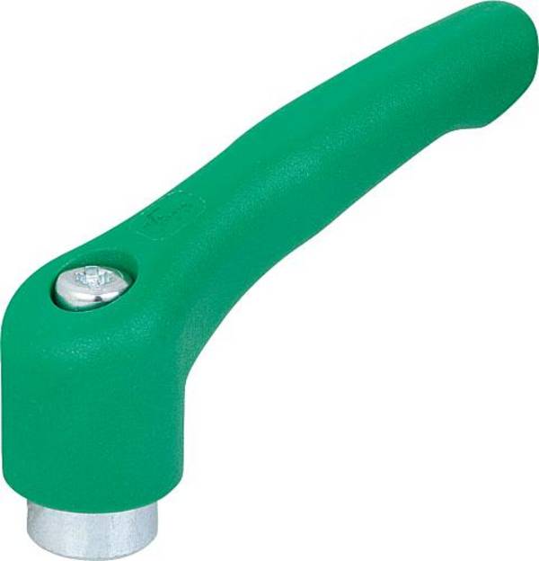 KLEMMHEBEL GR.5, M16, HOCHLEISTUNGSTHERMOPLAST GRÜN RAL6032, KOMP:STAHL BLAU-PASSIVIERT