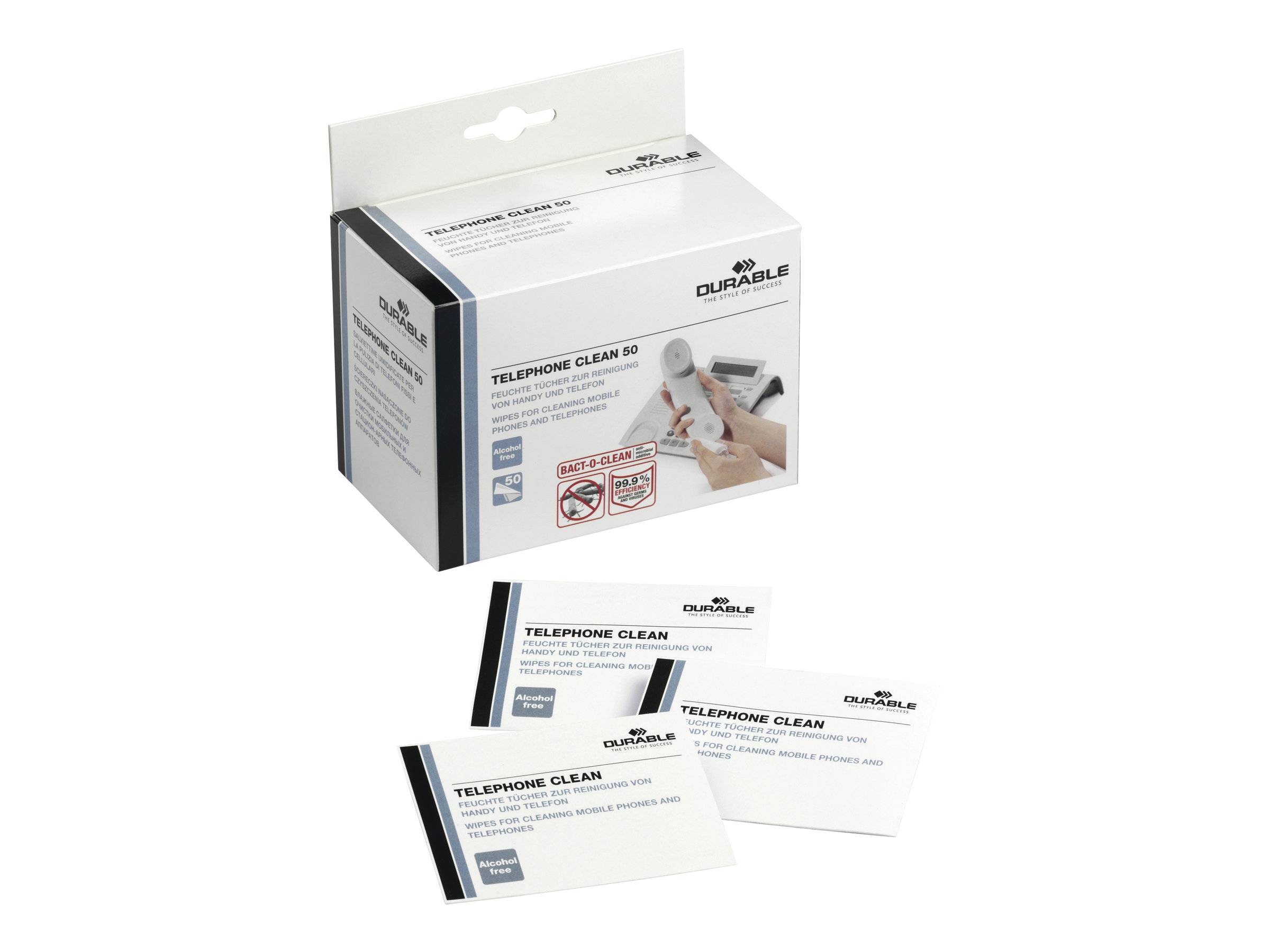 DURABLE TELEPHONE CLEAN 50 - Reinigungstuch - weiß (Packung mit 50)-0