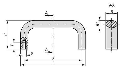 BÜGELGRIFF OVAL, A=160, L=177, D=M08, ALUMINIUM NATUR ELOXIERT-5