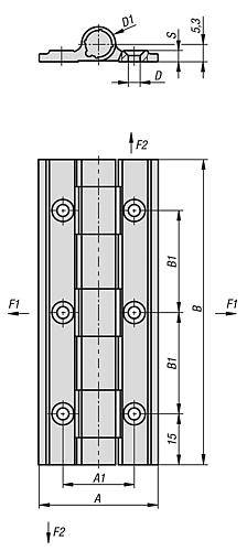 FEDERSCHARNIER FEDER ÖFFNEND A=35, B=90, ALUMINIUM FARBLOS ELOXIERT-1