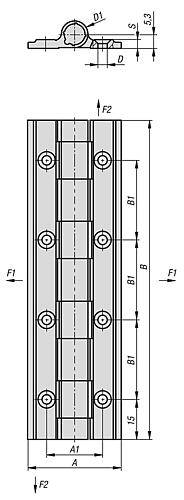 FEDERSCHARNIER FEDER ÖFFNEND A=35, B=120, ALUMINIUM FARBLOS ELOXIERT-3