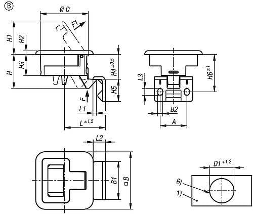 SCHNAPPVERSCHLUSS MIT GRIFF, KLAPPBAR, FORM:B NICHT ABSCHLIEßBAR, S=2-7, PC/ABS SCHWARZ, KOMP:PC/ABS VERCHROMT-1