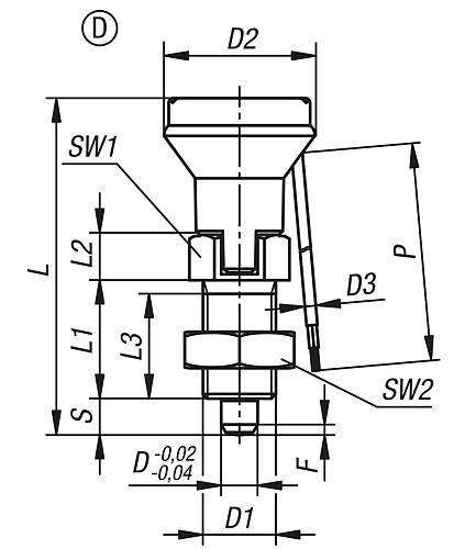 ARRETIERBOLZEN M.ZUSTANDSSENSOR,KABELGEB, PNP SCHLIEßER, GR.1, M10X1, D=5, FORM:D-3