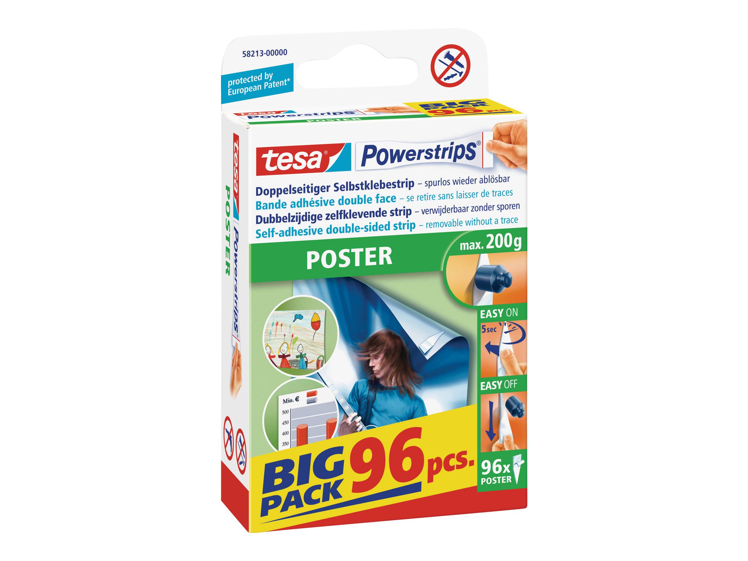 Tesa Powerstrips Poster - Montagekleber (Packung mit 96)-6