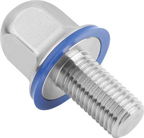 SECHSKANTSCHRAUBE MIT DICHTUNG, HYGIENIC DESIGN, FORM:A OHNE SCHAFT M04X10, SW=7, EDELSTAHL A4 1.4404-0