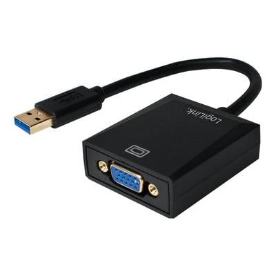 LogiLink UA0231 USB / VGA Adapter [1x USB 3.2 Gen 1 Stecker A (USB 3.0) - 1x VGA-Buchse] Schwarz  10.00 cm