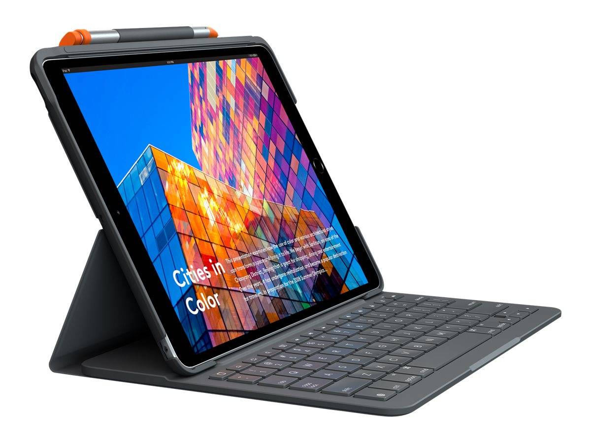 Logitech Slim Folio - Tastatur und Foliohülle - kabellos - Bluetooth - QWERTZ - Deutsch - Graphite - für Apple 10.2-inch-7