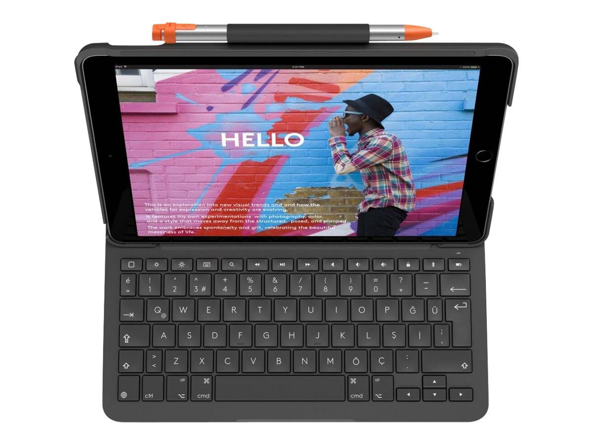 Logitech Slim Folio - Tastatur und Foliohülle - kabellos - Bluetooth - QWERTZ - Schweiz - Graphite - für Apple 10.2-inch-0