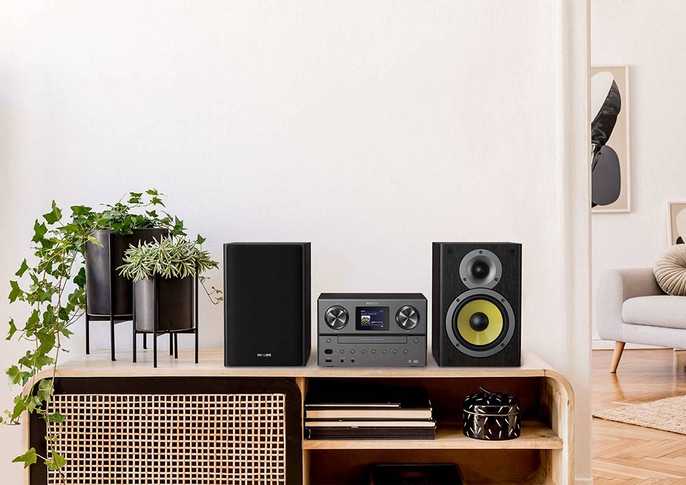 Philips Heim-Audio-Mikrosystem Schwarz 1 Disks Ablage 100 W 13,3 cm 5.25 Zoll Music System with Internet Radio DAB+-3