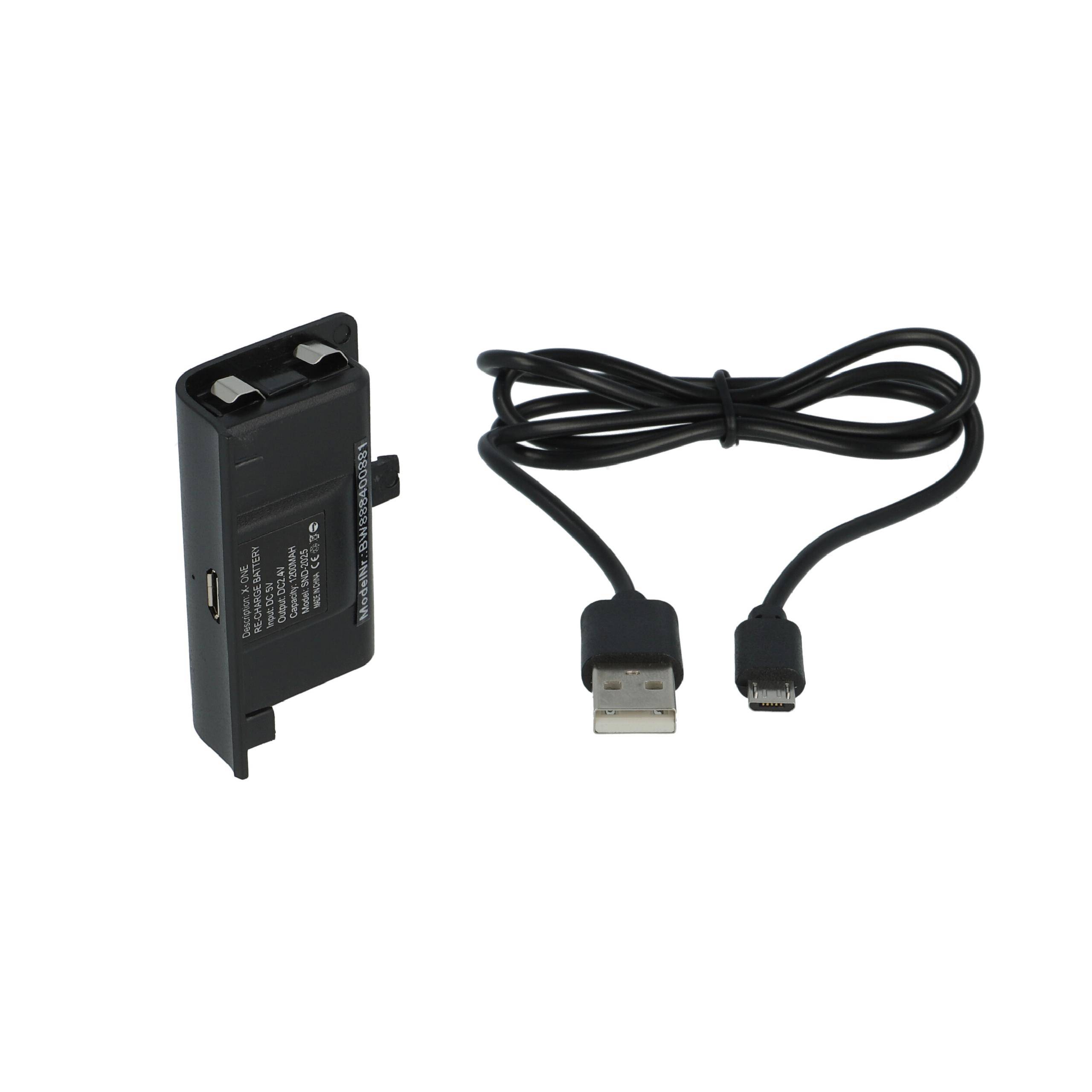 vhbw Akku kompatibel mit Microsoft Xbox One Wireless Controller | Inkl. Abdeckung + USB-Ladekabel-0