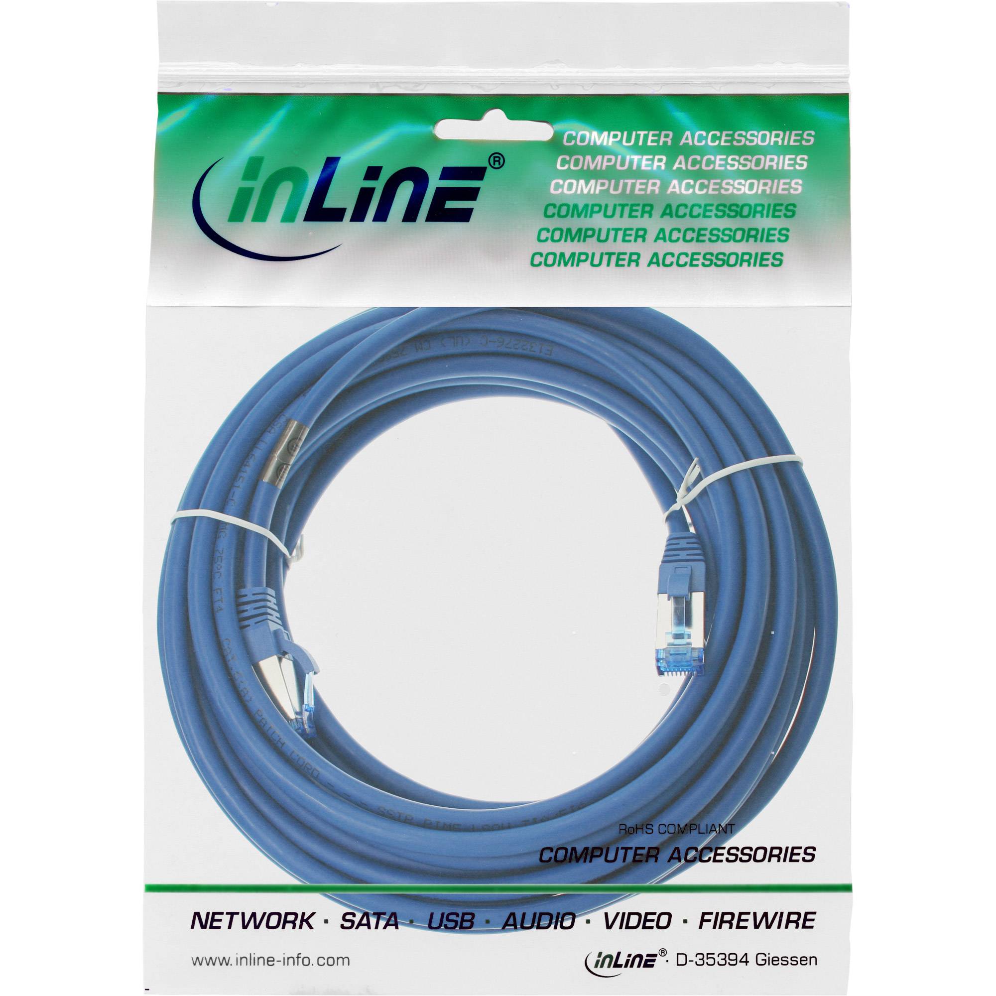 InLine® Patchkabel, S/FTP (PiMf), Cat.6A, halogenfrei, blau, 5m-6