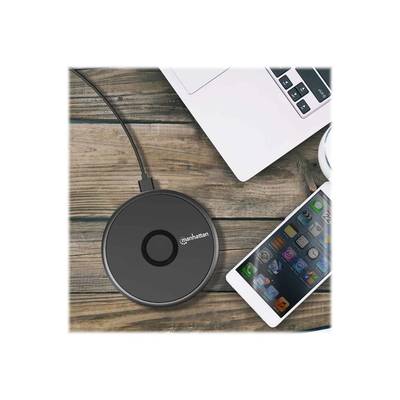 Manhattan Smartphone Wireless Charging Pad, QI certified, 10W, 7.5W and 5W charging, USB-C to USB-A cable included, USB-