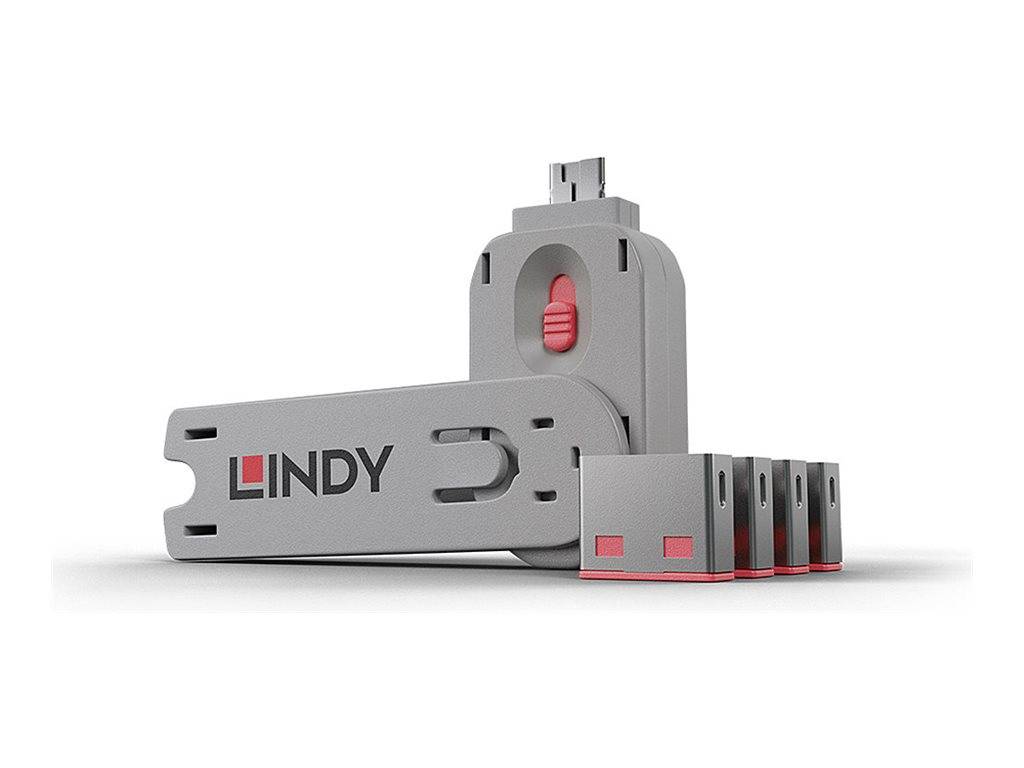 Lindy USB Port Blocker - USB-Portblocker - pink (Packung mit 4)-0