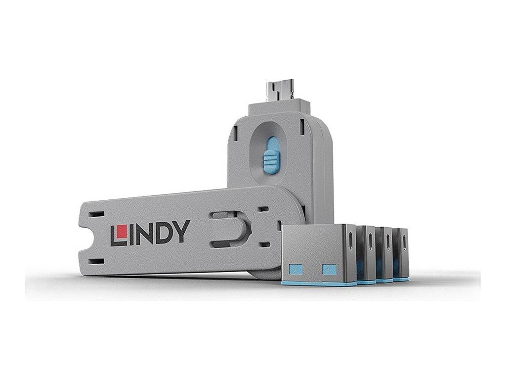 Lindy USB Port Blocker - USB-Portblocker - Blau (Packung mit 4)-0