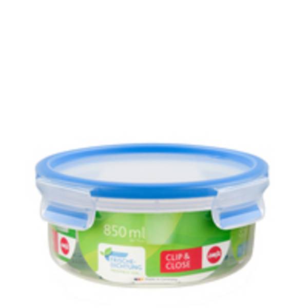 EMSA 508552 CLIP & CLOSE FRISCHHALTEDOSE RUND, Schüssel, Rund, 0,85 l, Transparent, Polypropylen (PP), Thermoplastisches
