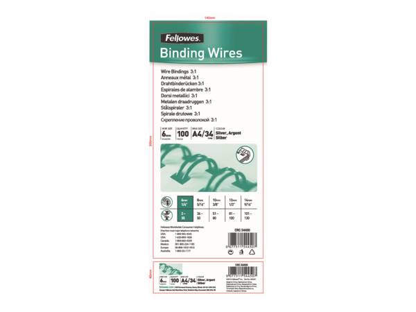 Fellowes - 6 mm - 34 Ringe - A4 (210 x 297 mm)