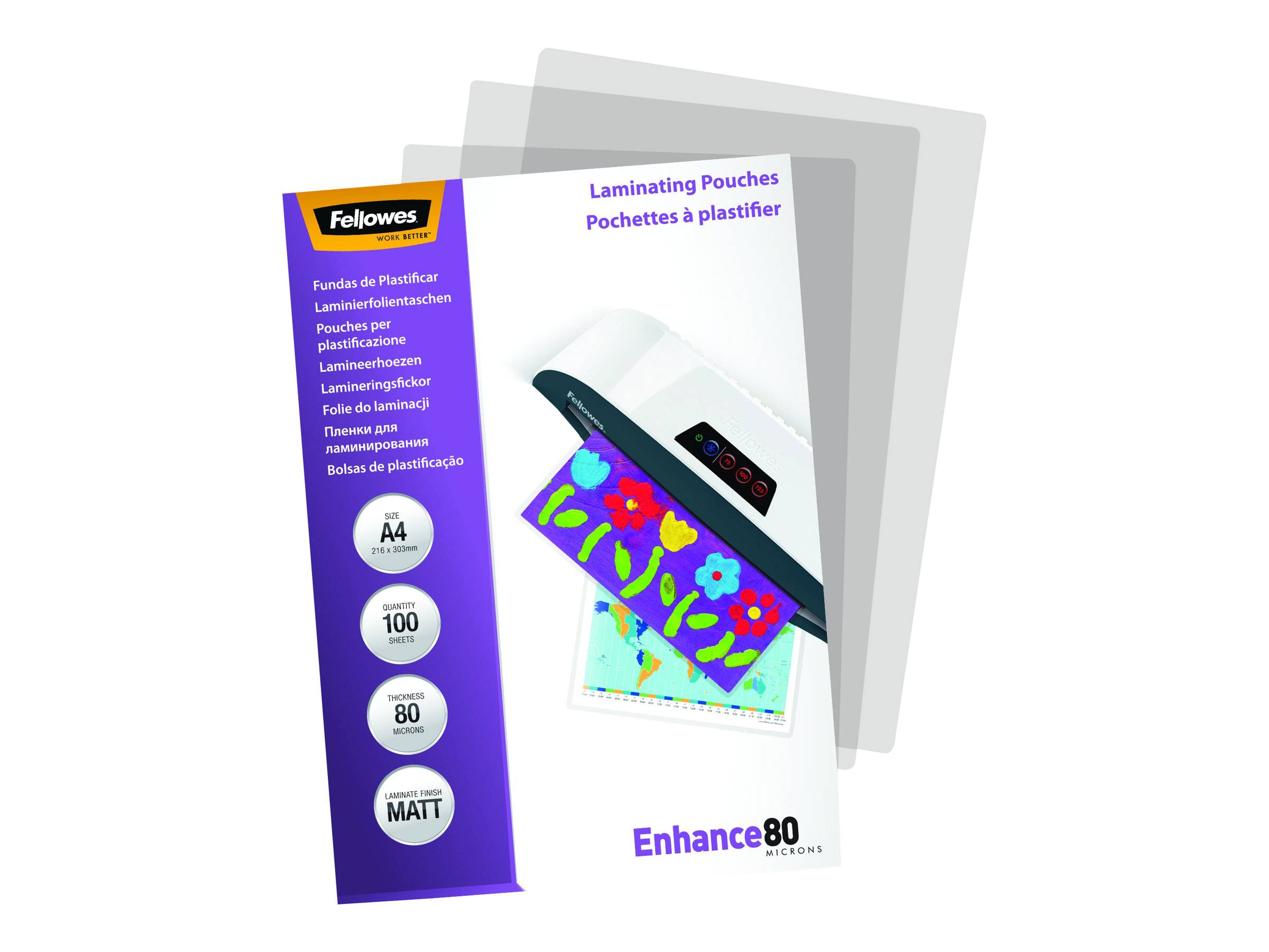 Fellowes - 80 Mikron - 100er-Pack - Matte - A4 (210 x 297 mm)-4