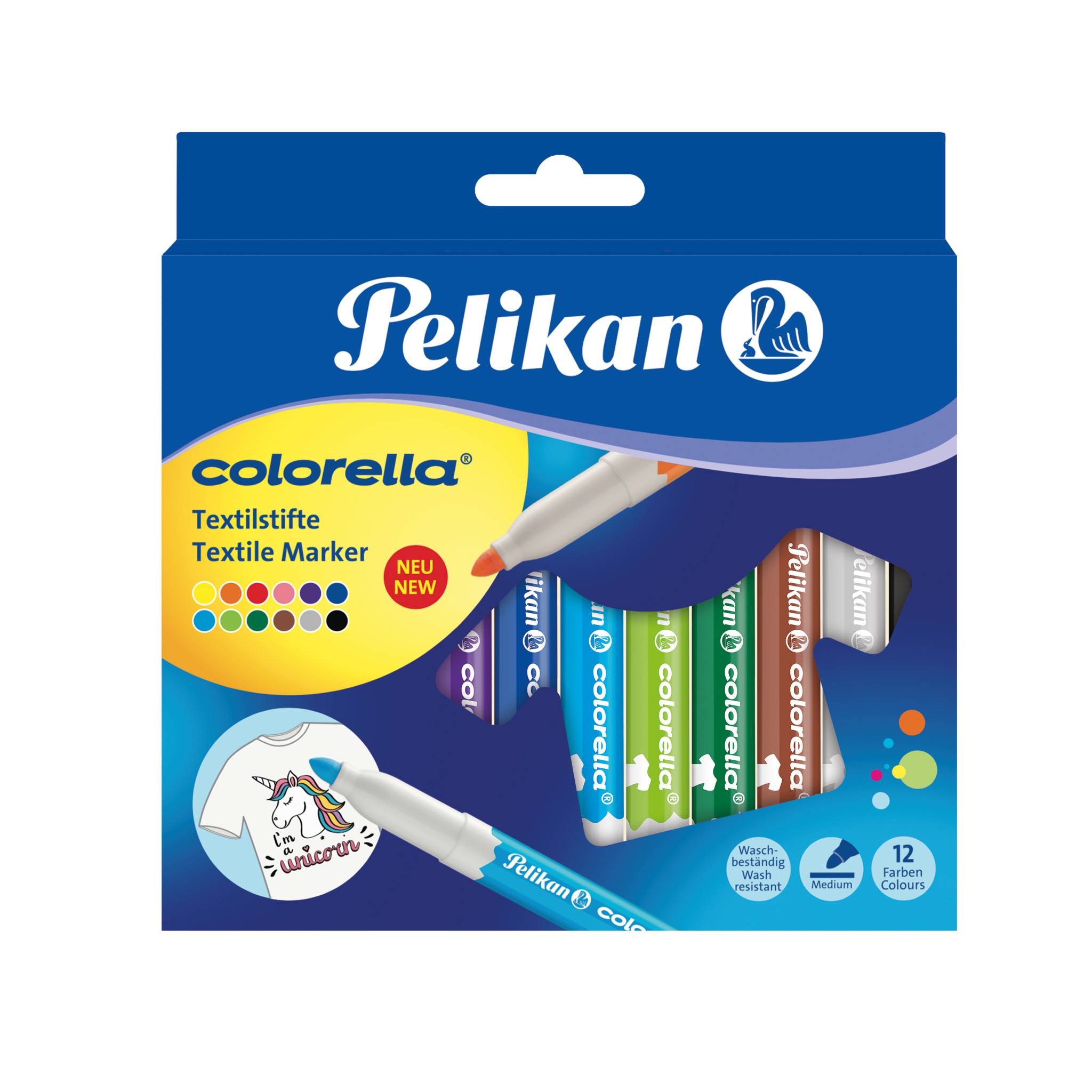 Pelikan Colorella - Marker - für Textil - gemischte Farben - Mittel (Packung mit 12)-3